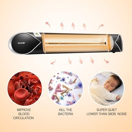 Maxkon 2000W Carbon Fibre Infrared Heater Instant Heat Electric Patio  Outdoor Strip Heater