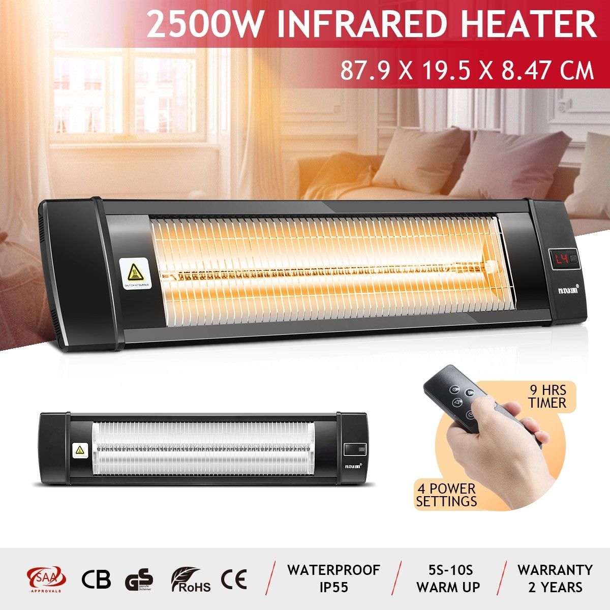 Maxkon 2500W Infrared Radiant Heater Electric Outdoor Patio Strip Heater  Wall Ceiling Crazy Sales