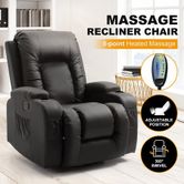 walnew swivel rocker recliner with massage and heat