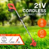 STUWON® Grass Strimmer Trimmer Cordless Strimmer,Telescopic Lightweight Powerful Grass Trimmer Standard Zip Ties Garden 