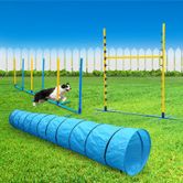 Start Line Dog Training Poles Dog Agility Course/Dog Obstacle Course for Backyard,Including Adjustable Hurdles ZEROMX Dog Agility Training Equipment Jumping Ring,Weave Poles Pause Box 