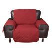 1 Seater Quilted Sofa Protector Throw Furniture Protector Cover - Burgundy