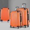 Wanderlite 3pc Luggage Trolley Travel Set Suitcase Carry On TSA Lock Hard Case Lightweight Orange