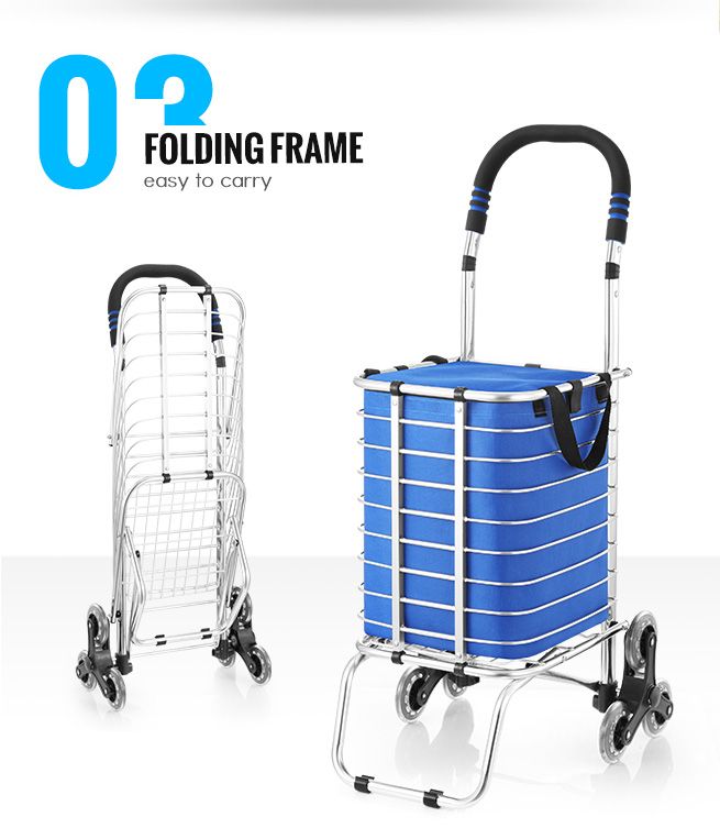 Stainless Steel Shopping Trolley Cart Bag Foldable Market Grocery Stainless Steel Carry On Luggage