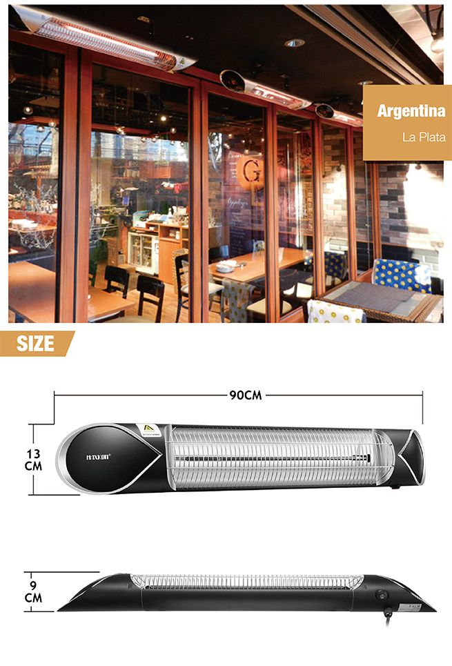 Maxkon 2500W Carbon Fibre Infrared Heater Instant Heat Electric Patio Outdoor Strip Heater