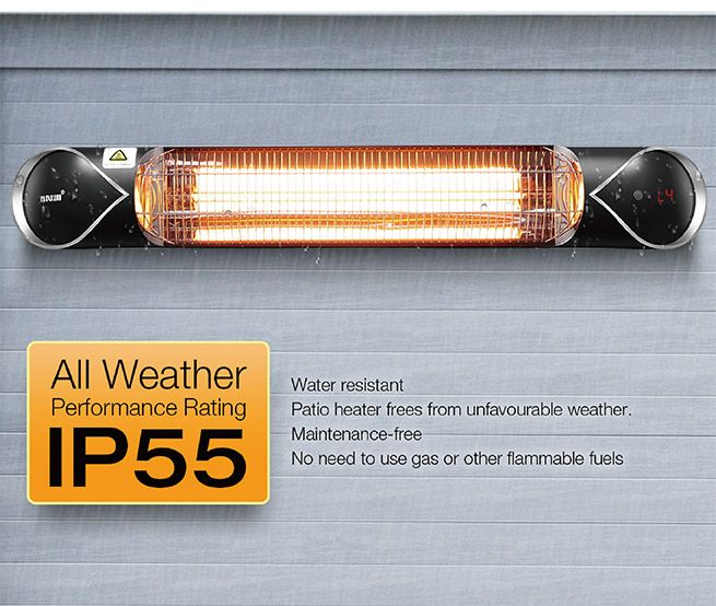 Maxkon 2000W Carbon Fibre Infrared Heater Instant Heat Electric Patio  Outdoor Strip Heater