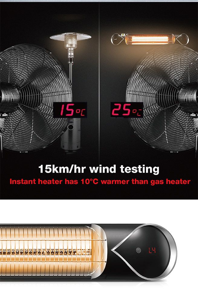 Maxkon 2000W Carbon Fibre Infrared Heater Instant Heat Electric Patio