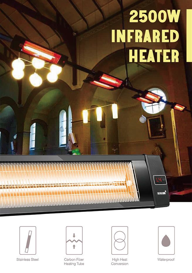 Maxkon 2500w Electric Infrared Radiant Heater Outdoor Patio Strip