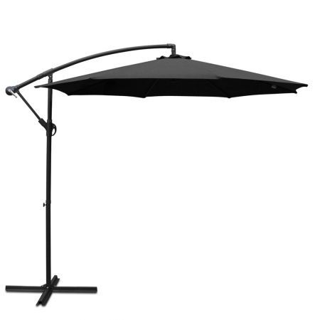 Instahut 3M Cantilevered Outdoor Umbrella - Black Instahut 3M Cantilevered Outdoor Umbrella - Black