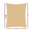 Instahut Shade Sail 6x7m Rectangle 280GSM 98% Sand Shade Cloth