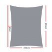 Instahut Shade Sail 3x5m Rectangle 280GSM 98% Grey Shade Cloth