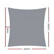 Instahut Shade Sail 6x6m Rectangle 280GSM 98% Grey Shade Cloth