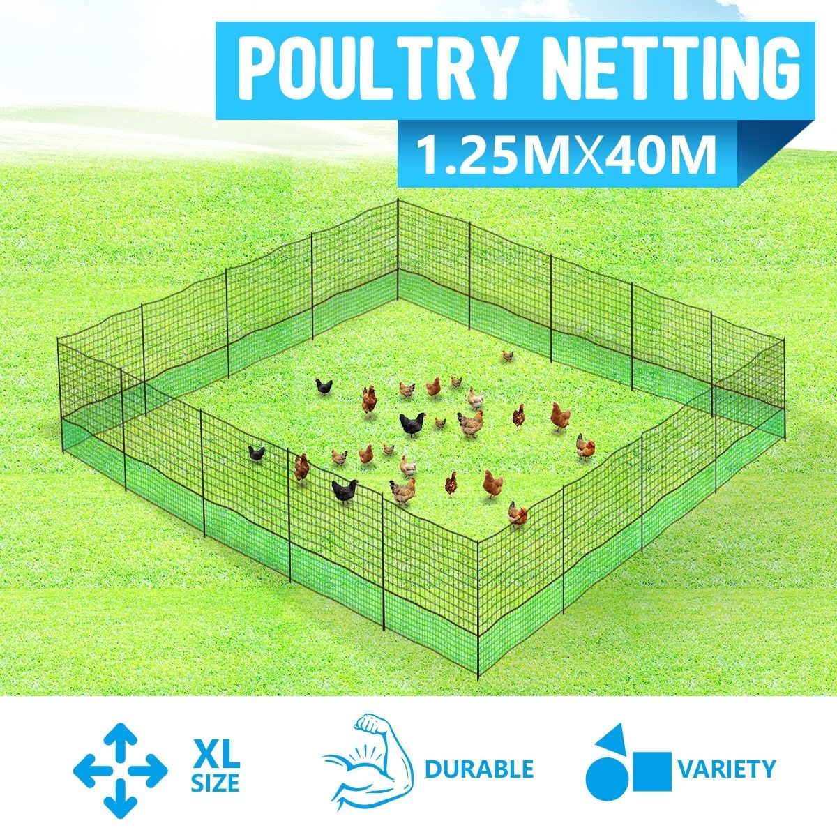 1.25*50M Electric Poultry Netting Kit For Chicken, Electric Fence