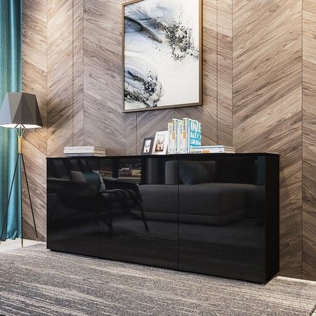 Sideboard Table Buffet Storage Cabinet High Gloss Cupboard W 4