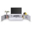 205cm TV Stand Cabinet Wood Entertainment Unit Storage Shelf w/ 2 Drawers & 2 Doors - White