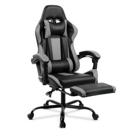 Reclining Office Desk Gaming Chair - Black and Grey