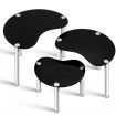 Artiss Set Of 3 Glass Coffee Tables - Black