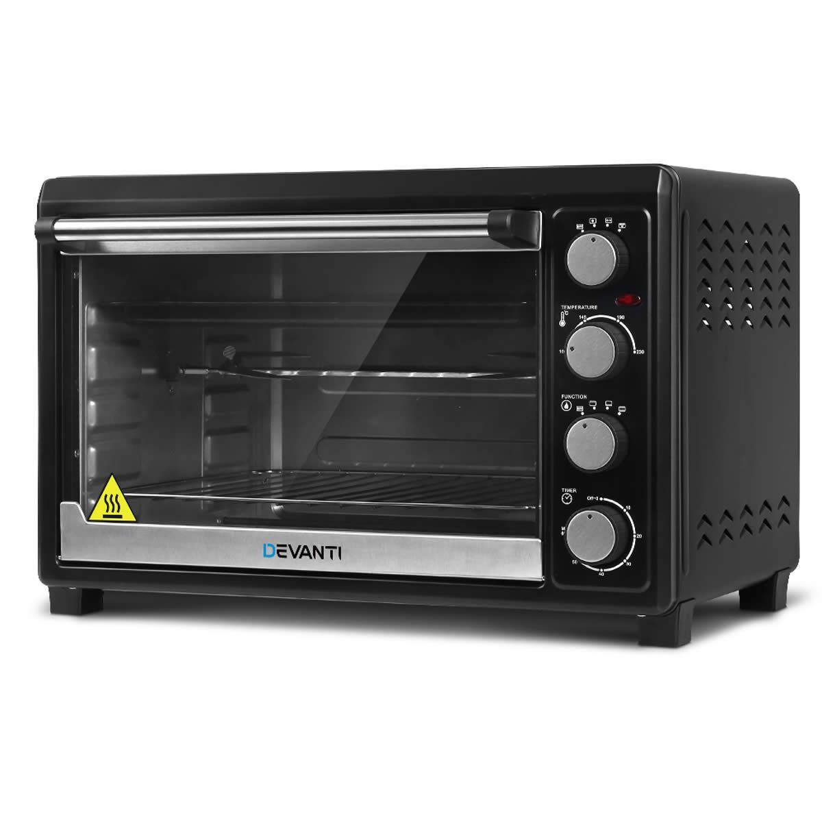 Devanti Electric Convection Oven Benchtop Rotisserie Grill 45L Black