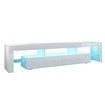 200cm TV Stand Cabinet 2 Drawers LED Entertainment Unit Wood Storage Shelf-White