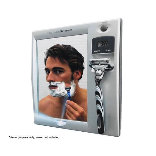 AntiFog Shower Shave Mirror with LED Light and LCD Digital Clock