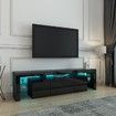 200cm TV Stand Cabinet LED Entertainment Unit Wood Storage Furniture w/2 Drawers & 2 Doors - Black