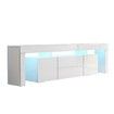 200cm TV Stand Cabinet LED Entertainment Unit Wood Storage Furniture w/2 Drawers & 2 Doors - White