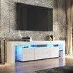 200cm TV Stand Cabinet LED Entertainment Unit Wood Storage Furniture w/2 Drawers & 2 Doors - White