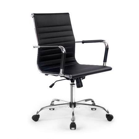 Artiss Office Chair PU Leather Mid Back Black