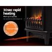 Devanti Electric Fireplace Heater Portable Fire Log Wood Effect Single Door 1800W Black