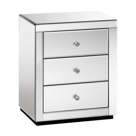 Artiss Mirrored Bedside table Drawers Furniture Mirror Glass Presia Silver