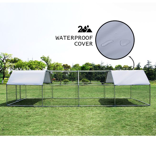 7.6M x 2.8M Large Metal Chicken Coop Walkin Cage Run House Shade Pen W/ Covers Crazy Sales