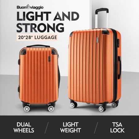 2 Pcs Luggage Set Suitcase Lightweight Trolley Carry On Travel TSA Hard ...