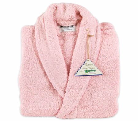Galaxy Manchester Home Unisex 100% Egyptian Cotton Pile Luxury Bath Robe - Pink - One Size Fits All