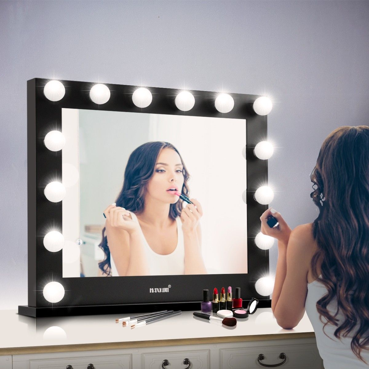 Maxkon Hollywood Style Makeup Mirror 14 LED Lights Vanity Mirror w
