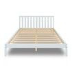 Wooden Bed Frame Queen Size Mattress Base Pine Platform Bedroom Furniture - White