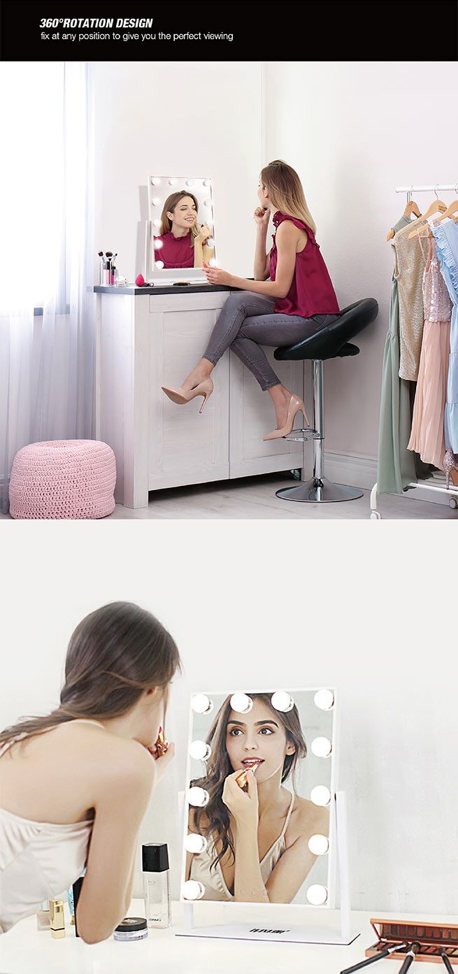 Makeup Mirror 12 LED Lights Maxkon Hollywood Style Vanity Mirror w/Touch Control Crazy Sales