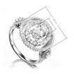 Two Tier S925 Silver with Round Shape Stone Wedding Ring for Woman