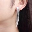 925 Silver Sterling Cubic Stone Long Tassel Drop Earrings