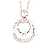 Dual Halo Circle Necklace Pendant Rose Gold Plated Sterling Silver