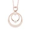 Dual Halo Circle Necklace Pendant Rose Gold Plated Sterling Silver
