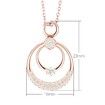 Dual Halo Circle Necklace Pendant Rose Gold Plated Sterling Silver