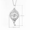 Round Dancing Stone Pendant Necklace Crystal Sterling Silver Chain