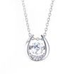 U-shaped Pendant Chain Necklace in S925 Sterling Silver with Dancing Faceted Stone