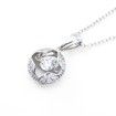 Circular Pendant Necklace Jewelry Dancing Stone Round Enclosure in S925 Sterling Silver