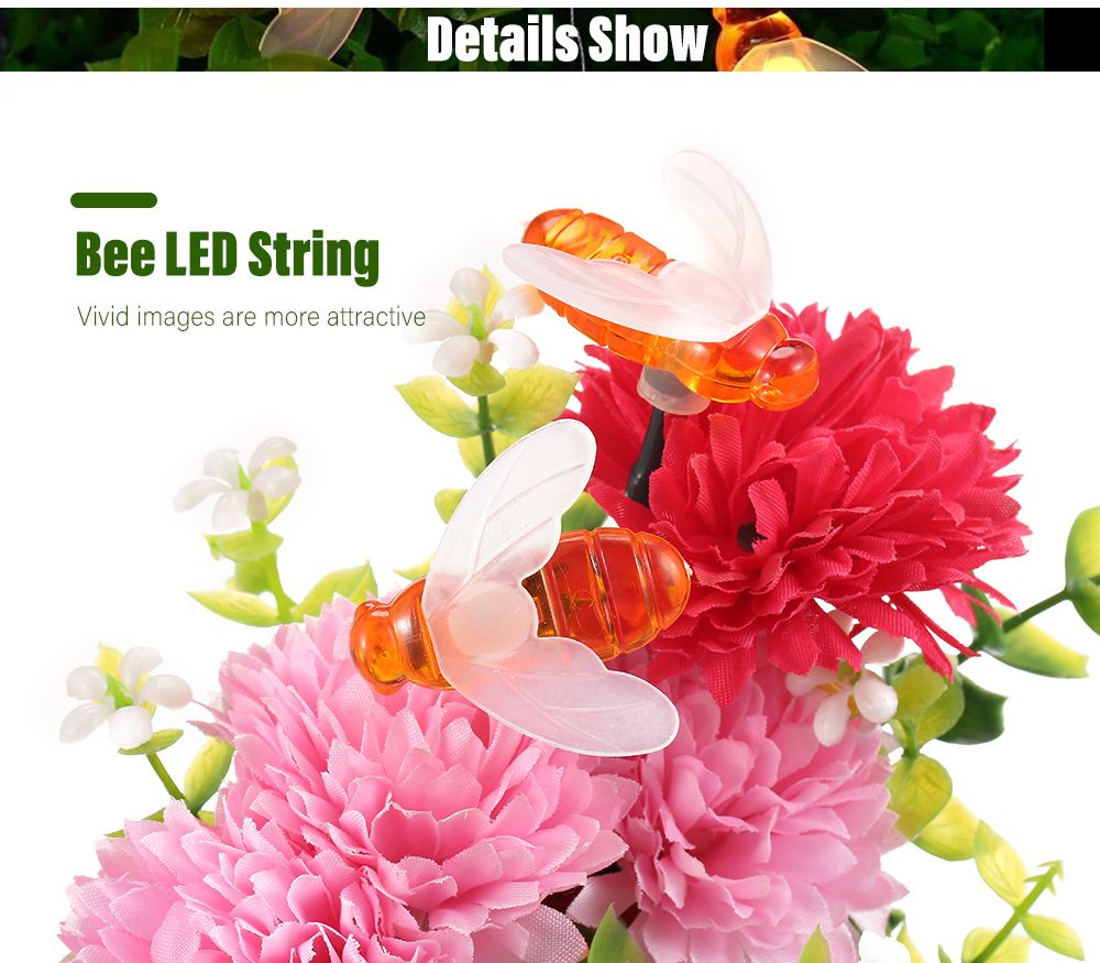 Solar Powered Bee LED String Light Outdoor Decoration
