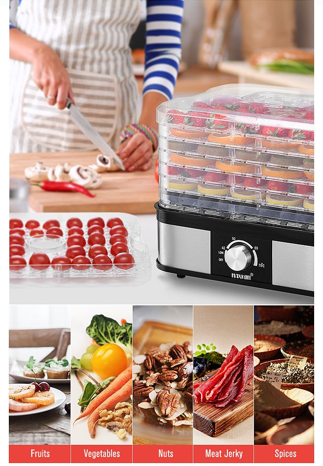 Food Dehydrator Fruit Meat Dryer Beef Jerky Maker w/ 7 Adjustable Trays