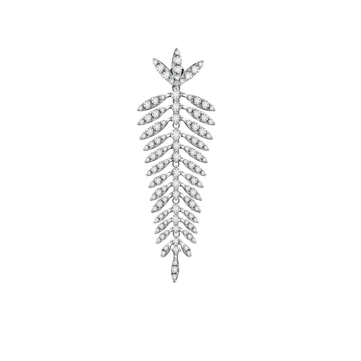 Sterling Silver Fern Shaped Drop Earrings