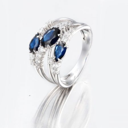 Royal Blue Cubic Stone Silver Ring