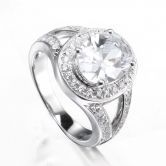 925 Sterling Silver Oval Cut Stone Engagement Ring