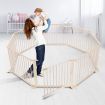 8 Panel Wooden Kids Playpen Foldable Removable - Burlywood